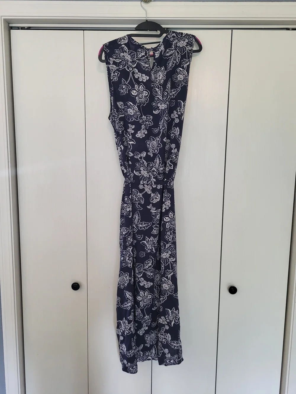 Ella Moon- Lg- EUC Navy Floral Maxi Dress with Drawstring Waist - Picture 2 of 7
